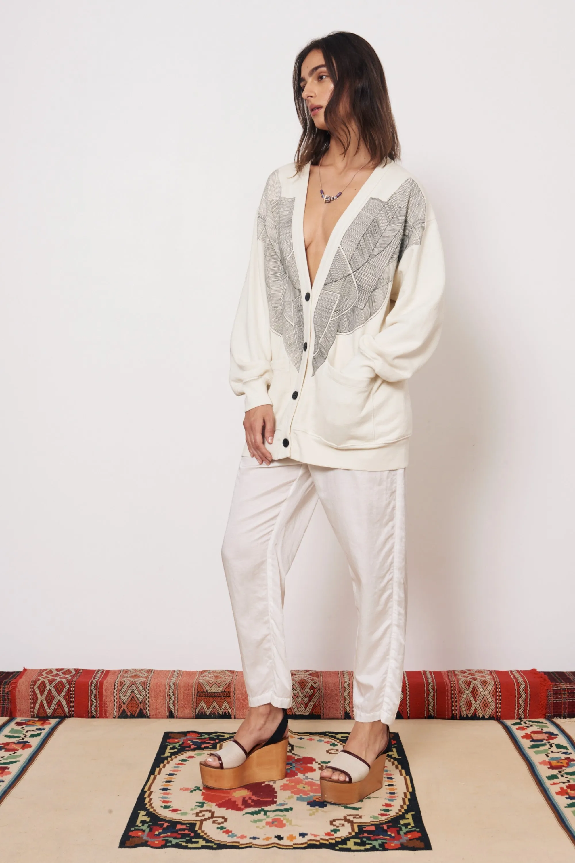 Vintage Fleece Dirty White Jackie Cardigan