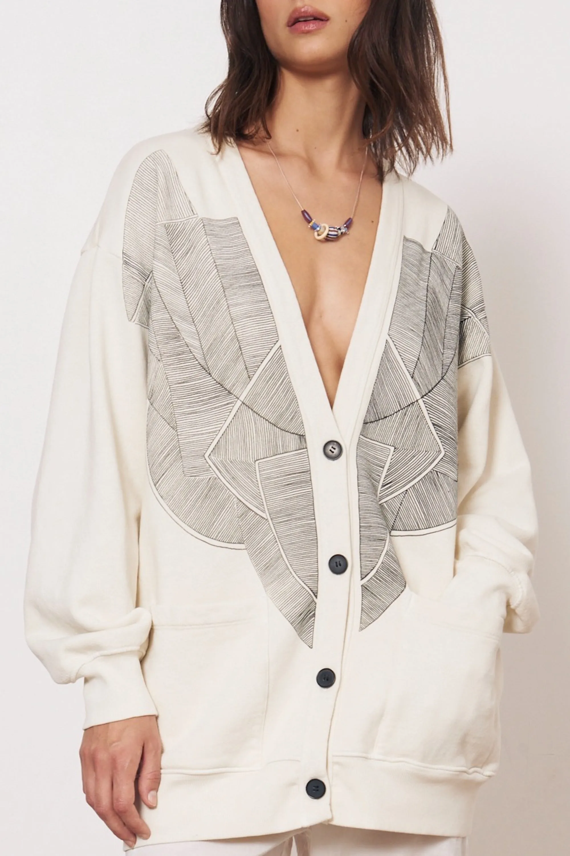 Vintage Fleece Dirty White Jackie Cardigan