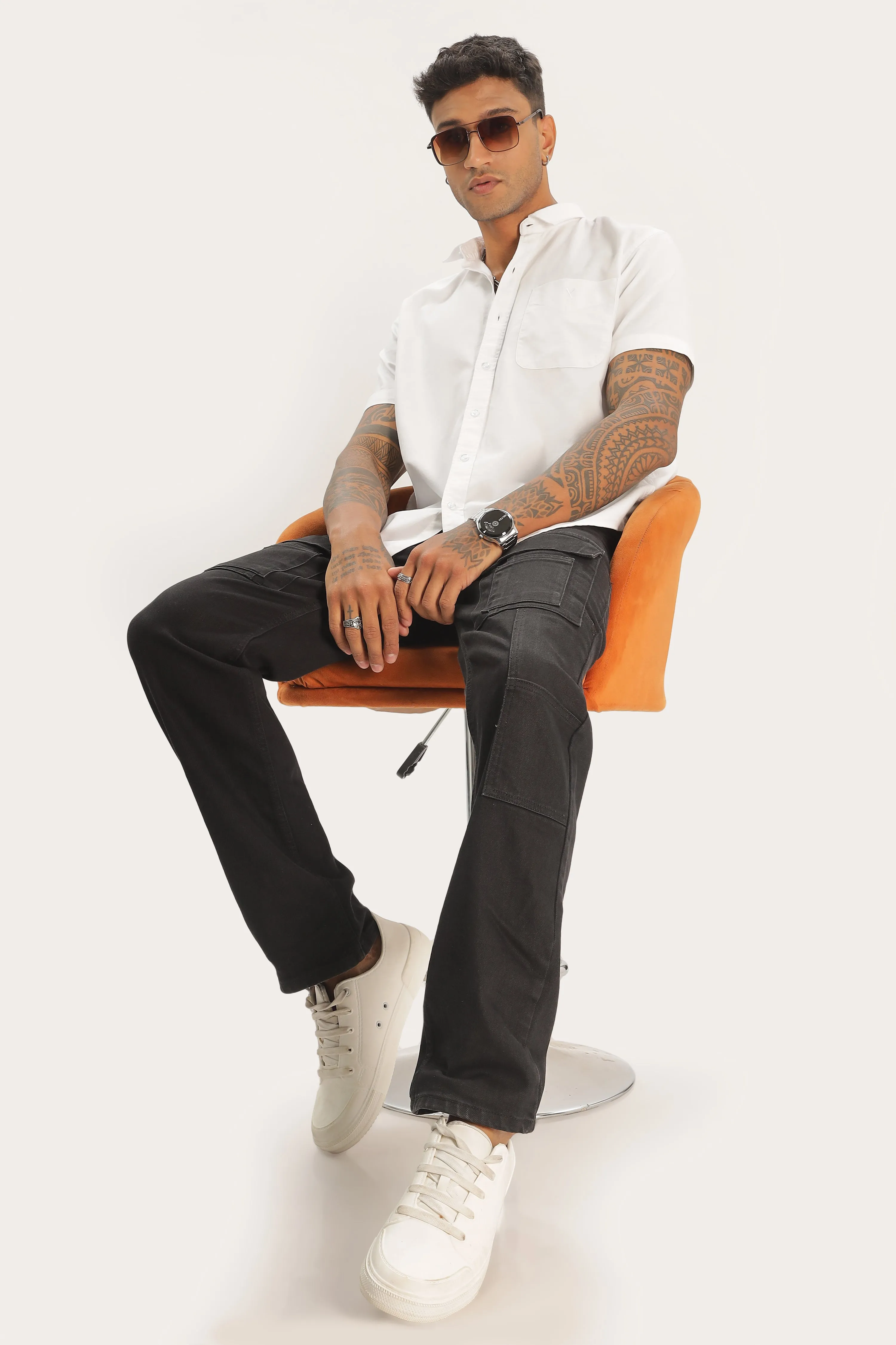 White Half Sleeve Regular Fit Shirt