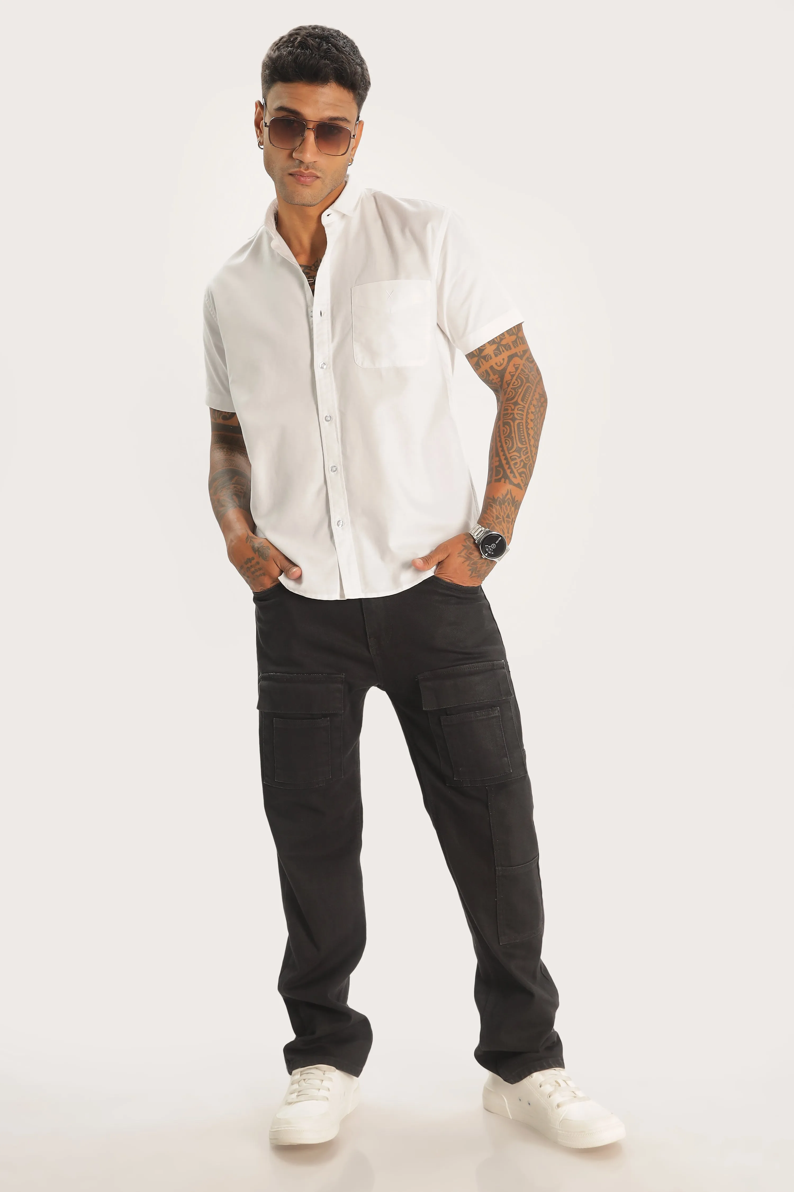 White Half Sleeve Regular Fit Shirt